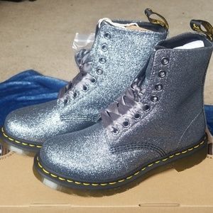 grey/silver glitter dr martens